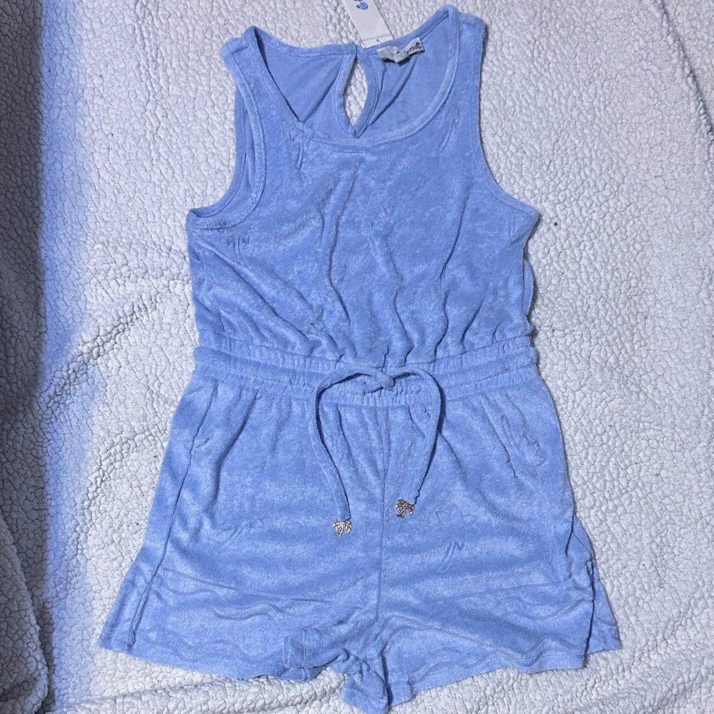 Charming Light Blue Kids Romper with Drawstring Waist